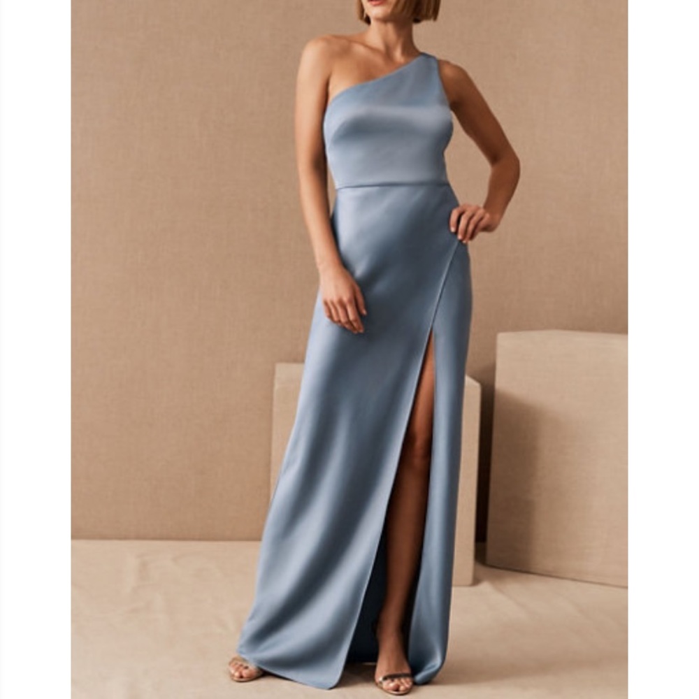 BHLDN Dylan Satin Charmeuse Dress Dusty Blue